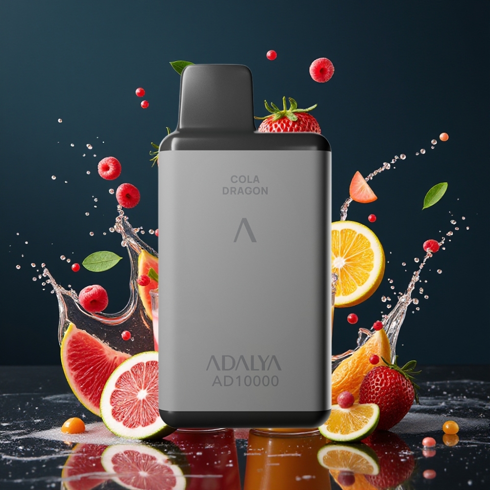 Adalya AD 10000 Puffs Rumlig Grå PC Mundstykke Bundplastik Sandblæst Gummilak Blå Lys Bund Aluminium Rør 14 ml 2% 650 mAh Engros Danmark