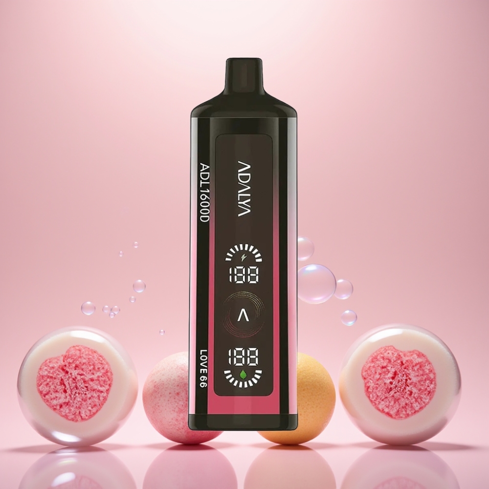 Adalya ADL 16000 PRO Puste Engangs Vape Kærlighed 66 - 16.000 puste, Digital skærm, Smart Mesh Coil, 25ml, 2% nikotin + Engros Danmark