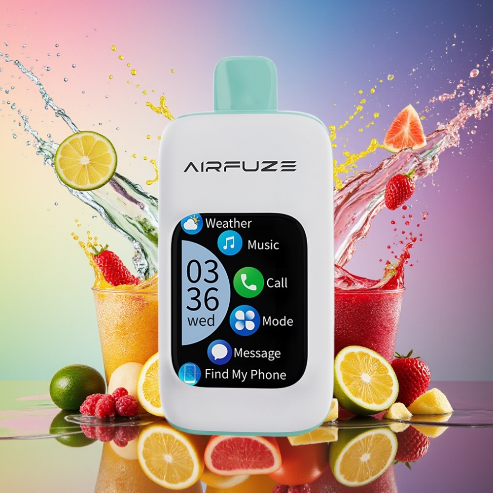 AirFuze Smart 30000 Puffs Engangsvape Regnbue Frugt Eksplosion 2.01"TFT Touch Skærm 5% Nikotin 900mAh Type-C 30000 Puffs Engros Danmark