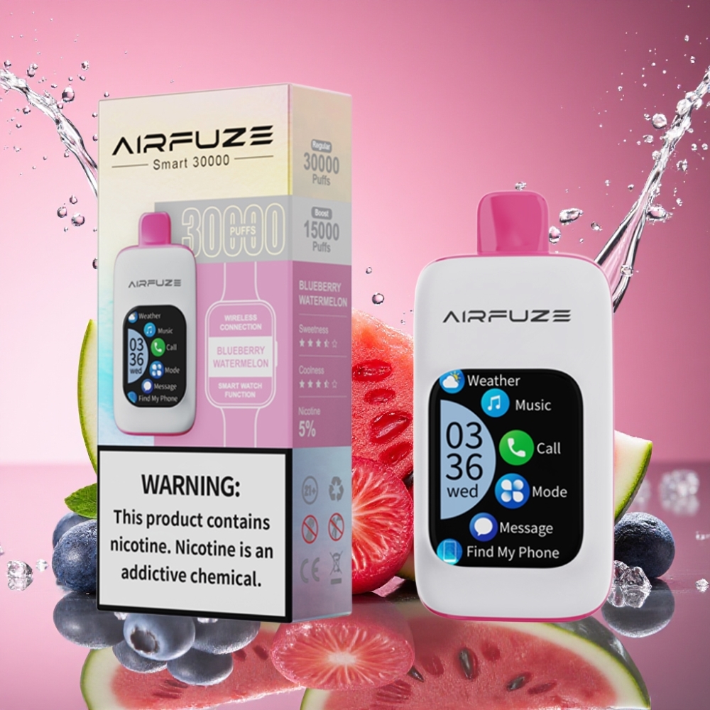 AirFuze Smart 30000 Pust Blueberry Vandmelon 50x25x104.9mm 5% 900mAh Type-C 30000/15000 Pust Engros Danmark