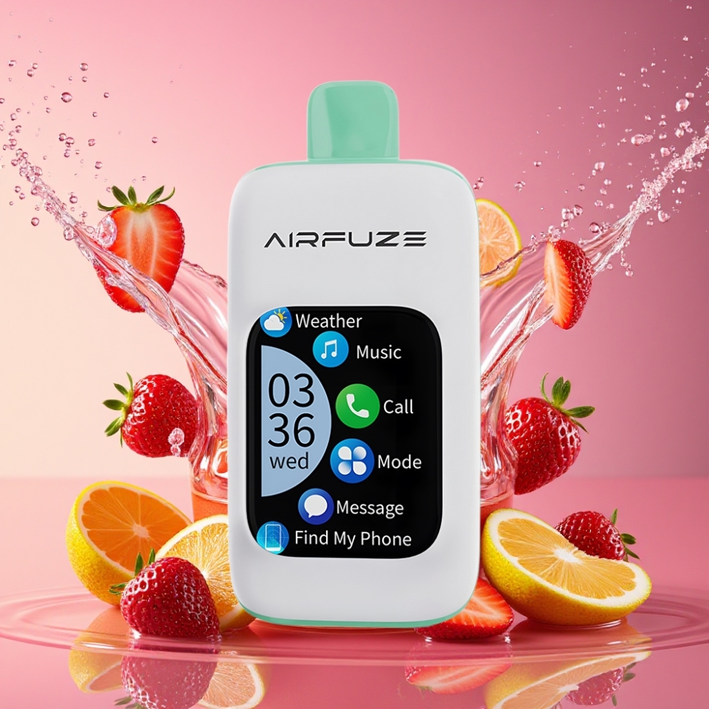 AirFuze Smart 30000 Pust Disposable Vape Jordbær Sommer 50x25x104.9mm 5% 900mAh Type-C 30000 Pust Engros Danmark