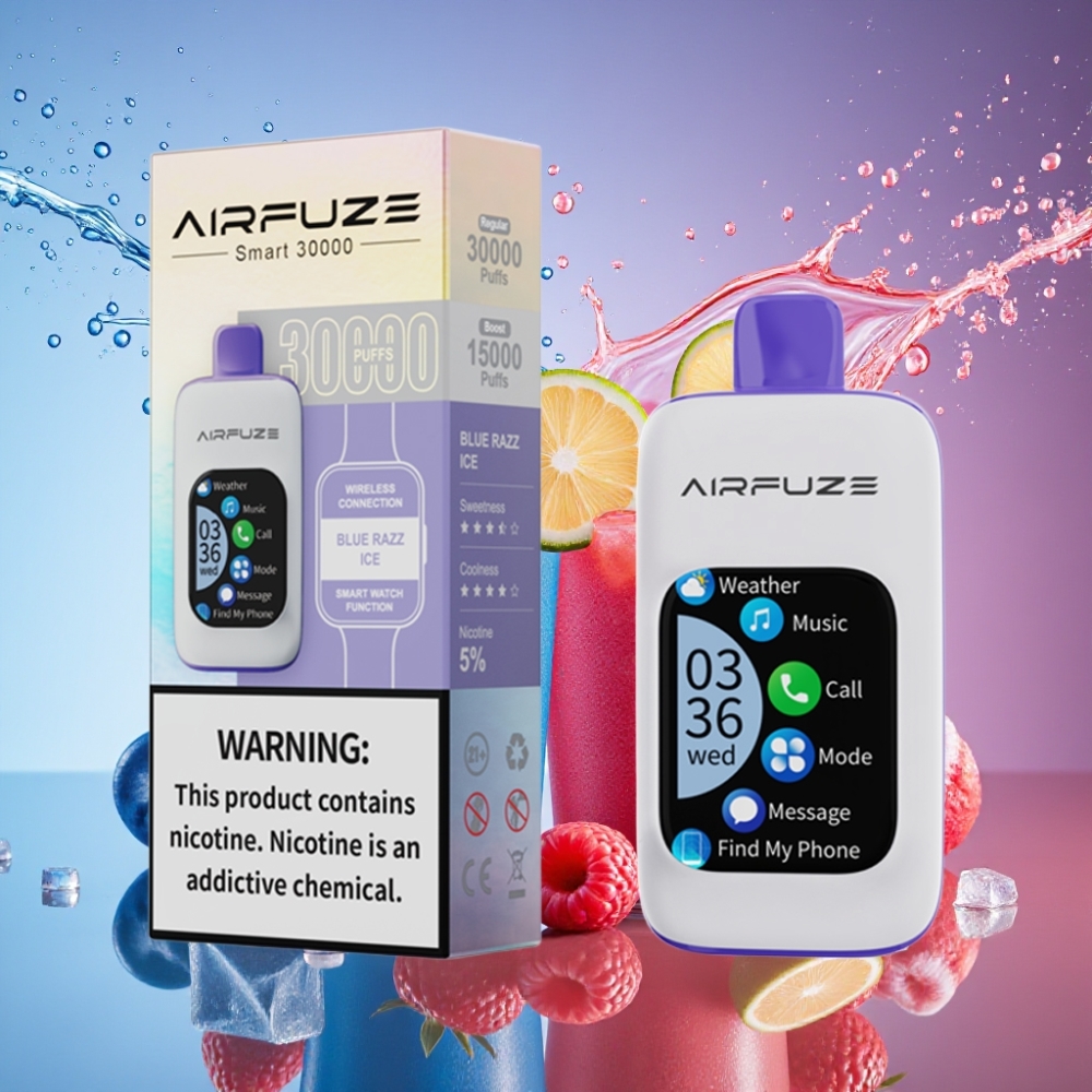 AirFuze Smart 30000 Pust Ombærbar Vape Blå Hindbær Is 50x25x104.9mm 2.01