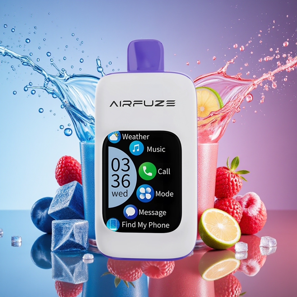 AirFuze Smart Pro 40000 Puffs 900mAh Genopladelig 20ML 2%/5% Blå Hindbær Is parameter combination Engros Danmark