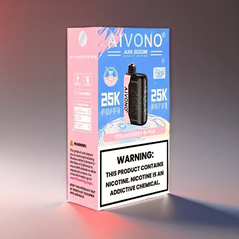 Aivono AIM BOOM Jordbær 25000 Puffs 28ml 650mAh 1.2Ω Type-C 90g Engros Danmark