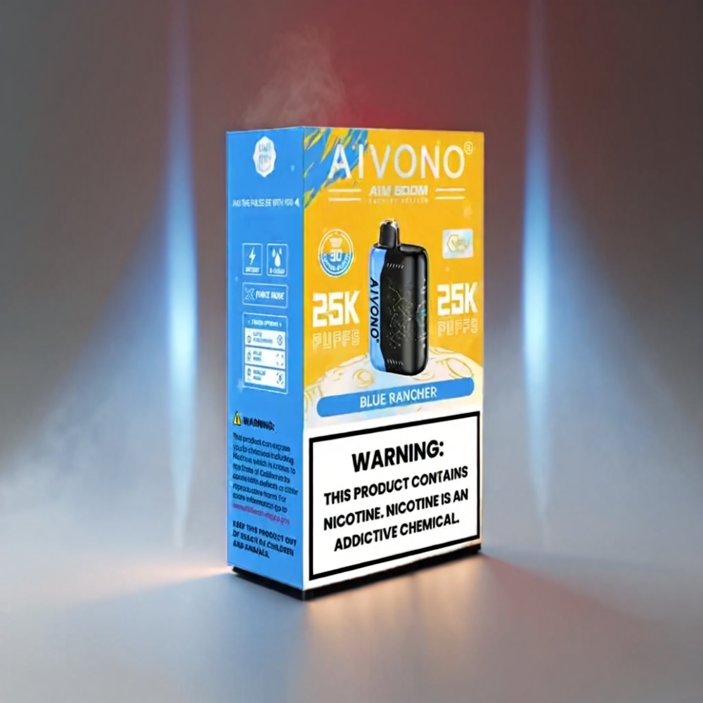 Aivono Aim Boom 25000 Puffs 0-5% Nikotin 28ml 650mAh Type-C Blå Rancher Engros Danmark