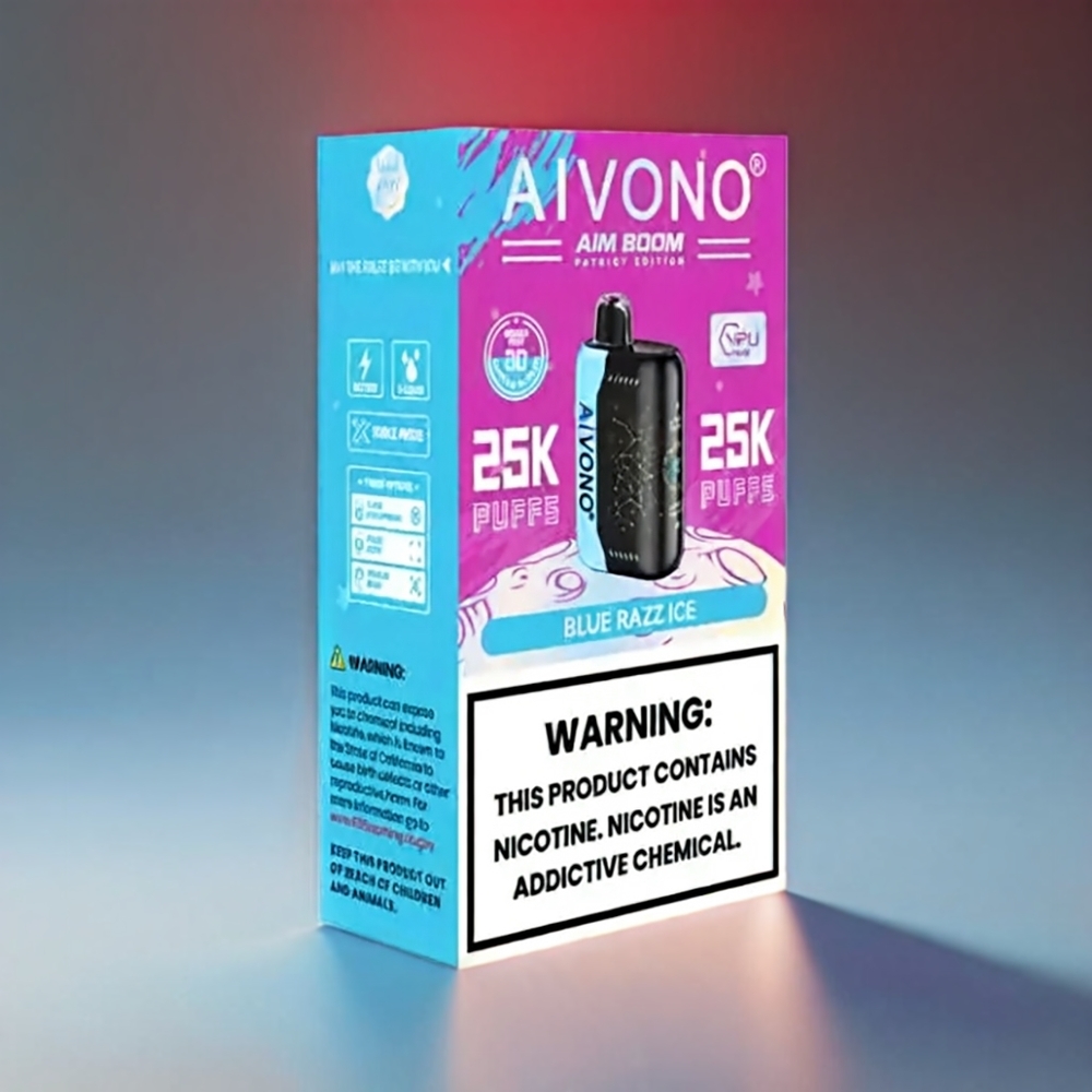 Aivono Aim Boom Blå Hindbær 25000 Puffs 28ml 650mAh 1.2Ω Type-C 90g Engros Danmark
