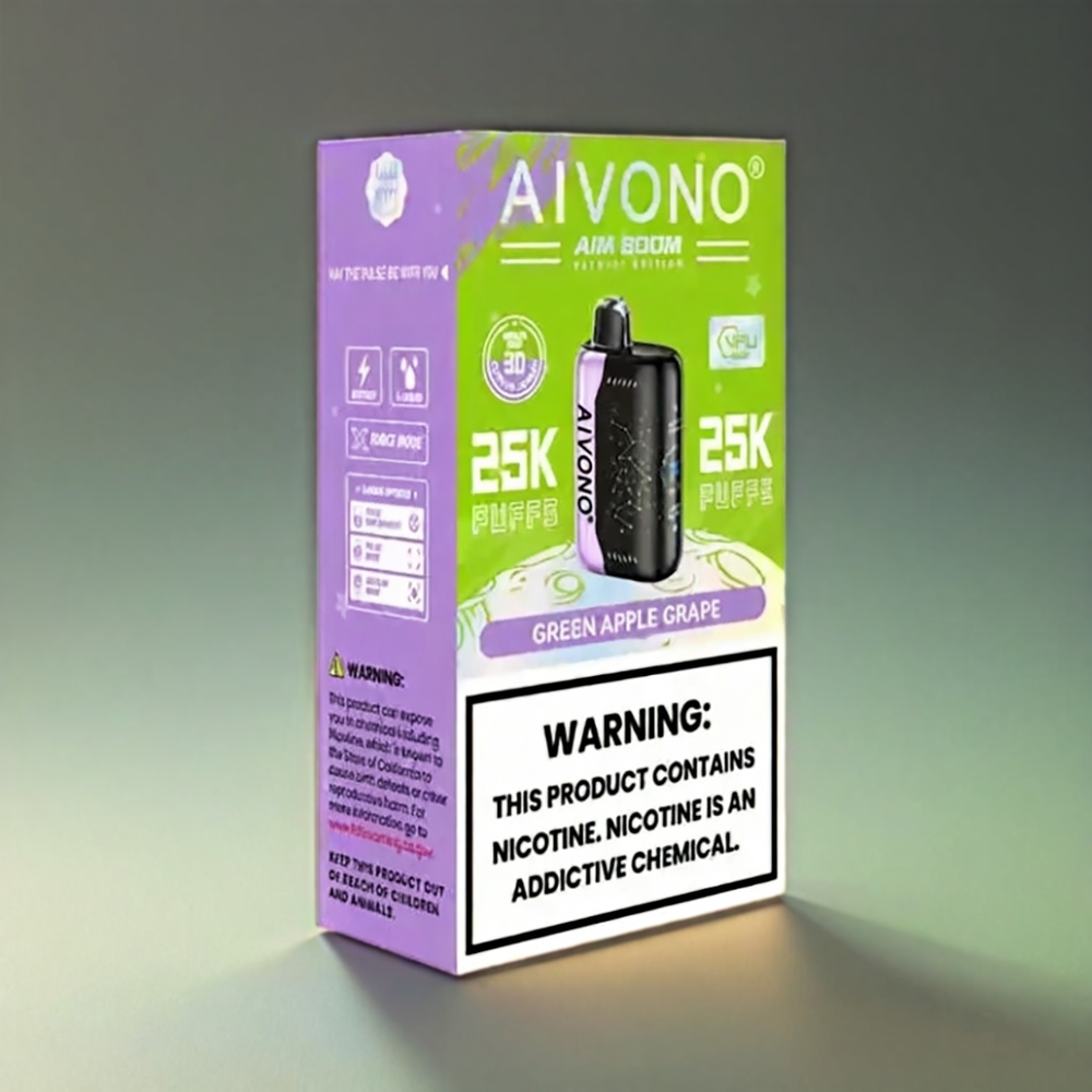 Aivono Aim Boom Grøn Æble Drue 25000 Puffs 28ml 650mAh Type-C Engros Danmark