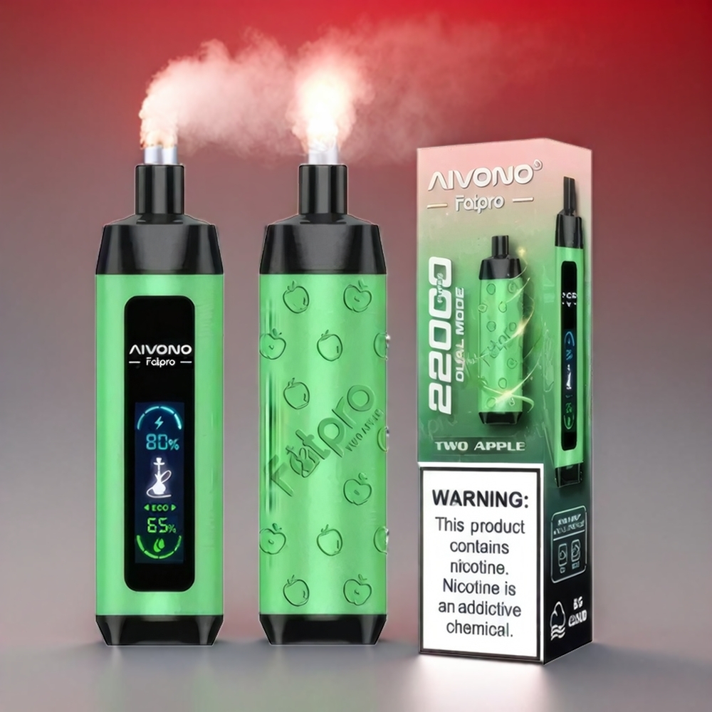 Aivono Aim Fatpro To Æbler 0%/2%/3%/5% Nikotin 28ml 22000 Puffs 600mAh 0,6Ω Mesh Coil Eco/Boost Engros Danmark