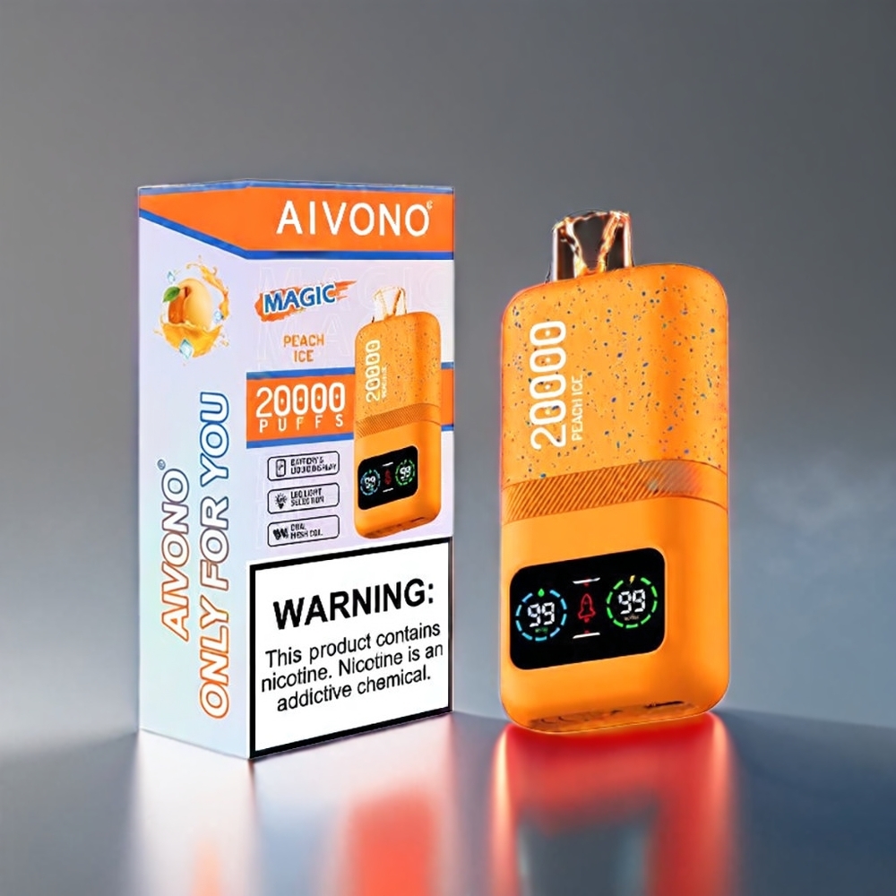 Aivono AIM MAGIC 20000 Puffs Fersken 26ml Dual Mesh LCD Type-C 600mAh 0-5% Nic Engros Danmark