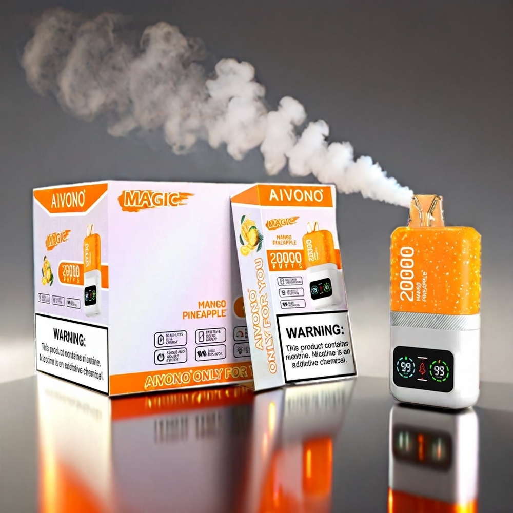 Aivono AIM MAGIC 20000 Puffs Mango Ananas Dual Mesh LCD Type-C 600mAh 26ml Engros Danmark