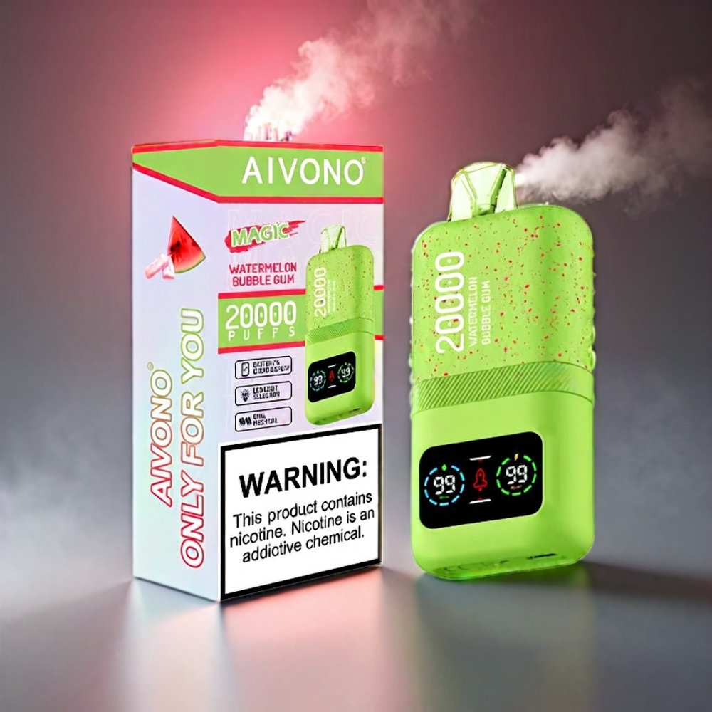 Aivono AIM MAGIC 20000 Puffs Vandmelon Bubblegum – 26ml E-liquid 5% Nicotine LCD Type-C Engros Danmark