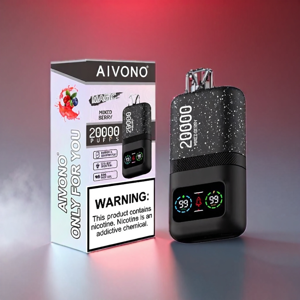 Aivono AIM MAGIC 20000 Puffs Vape Bær Mix Engros Danmark | 26ml E-væske, Dual Mesh Coils, LCD, Type-C