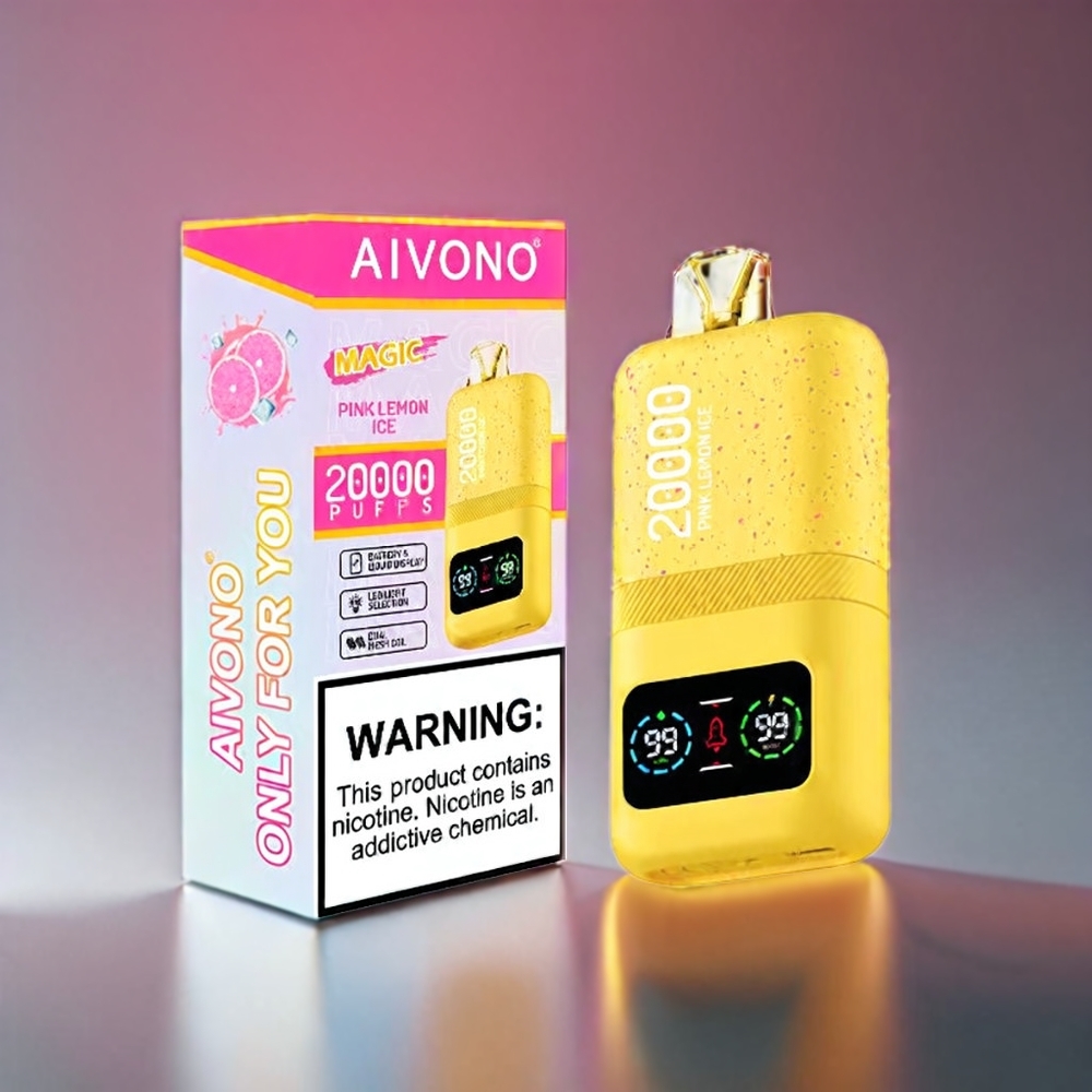 Aivono Aim Magic 20000 Puffs Pink Lemon Ice 26ml Dual Mesh LCD Type-C 600mAh Engros Danmark