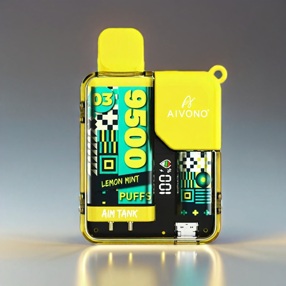 Aivono AIM-TANK Citronmynte 9500 Puffs 18ml 650mAh LCD 0-5% 1.2ohm Engros Danmark
