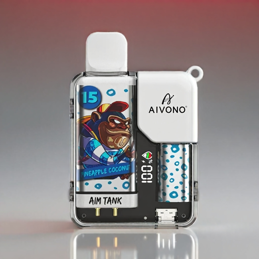 Aivono Aim-TANK Ananas Kokos 9500 Puffs 18ml 650mAh LCD 0-5% 1.2ohm Engros Danmark