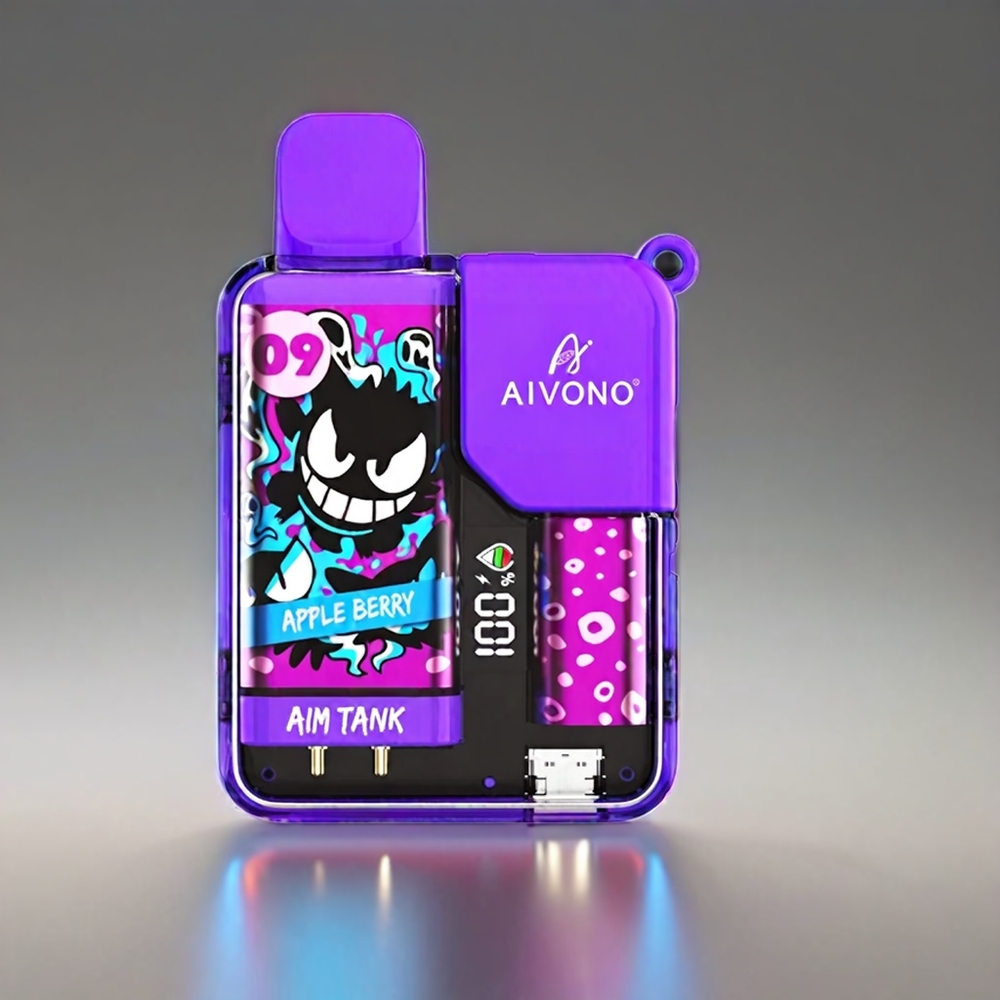 Aivono Aim Tank 9500 Puffs Æble Bær 18ml 650mAh LCD 0-5% 1.2ohm Engros Danmark