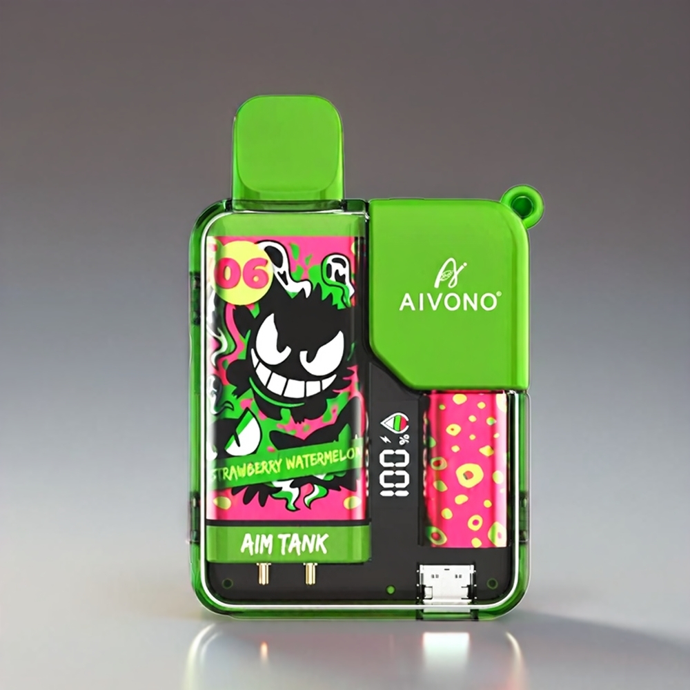 Aivono Aim-Tank Jordbær Vandmelon 9500 Puffs 18ml 650mAh LCD 0-5% 1.2ohm Engros Danmark