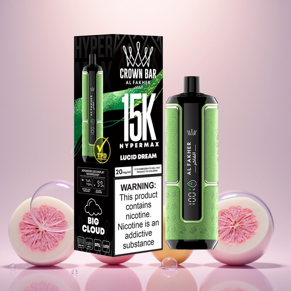 Al Fakher Crown Bar 15K Hypermax 22ml 600mAh Type-C DTL 20mg Kompakt Engros Danmark