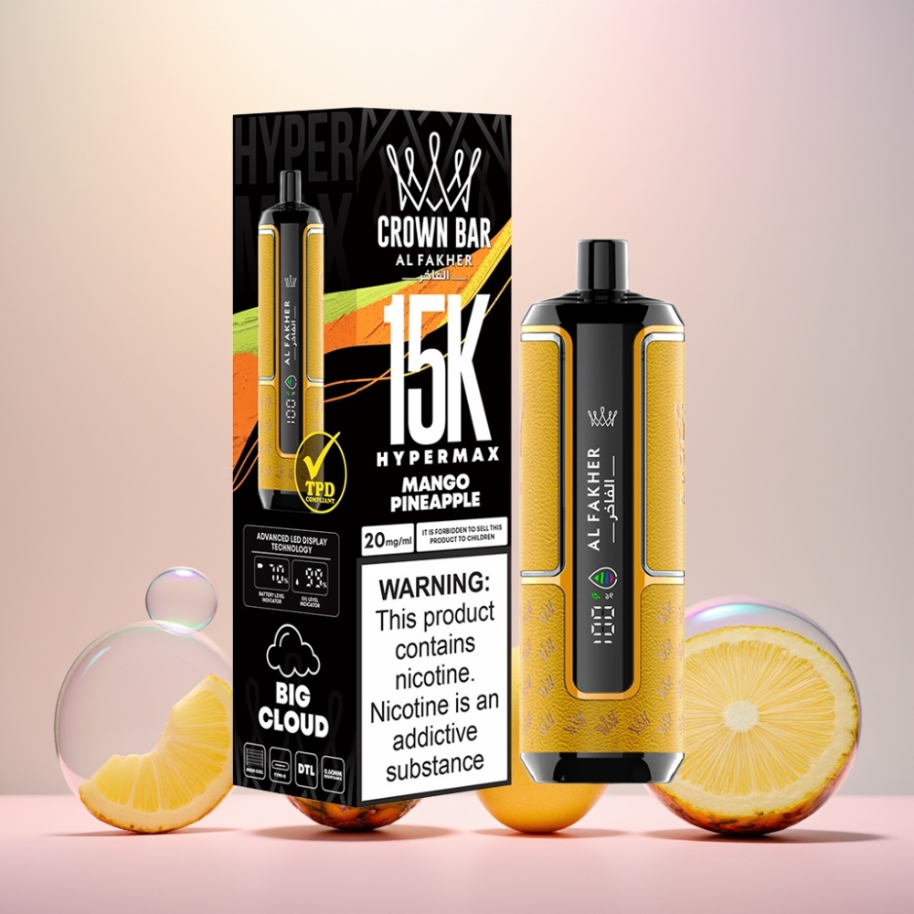 Al Fakher Crown Bar 15K Hypermax Engangsvape Mango Ananas 22ml 600mAh Type-C 20mg Engros Danmark