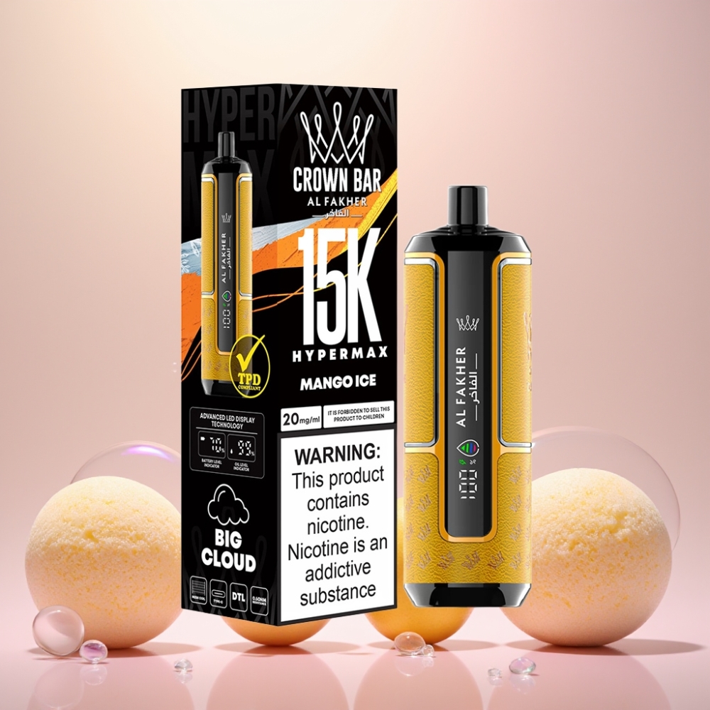 Al Fakher Crown Bar 15K Hypermax Mund Engangs Vape Kit Mango Is Engros Danmark