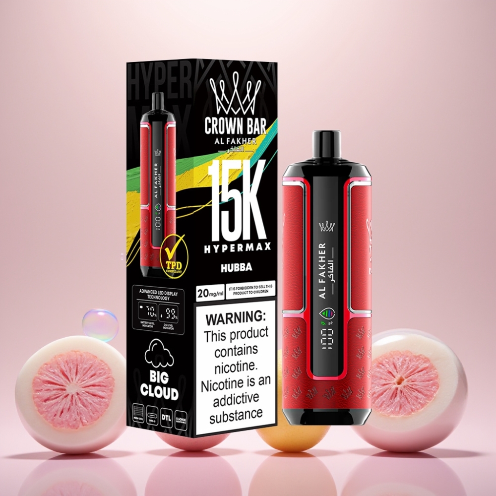 Al Fakher Crown Bar 15K Hypermax Puffs 22ml 600mAh Type-C DTL 20mg Engros Danmark