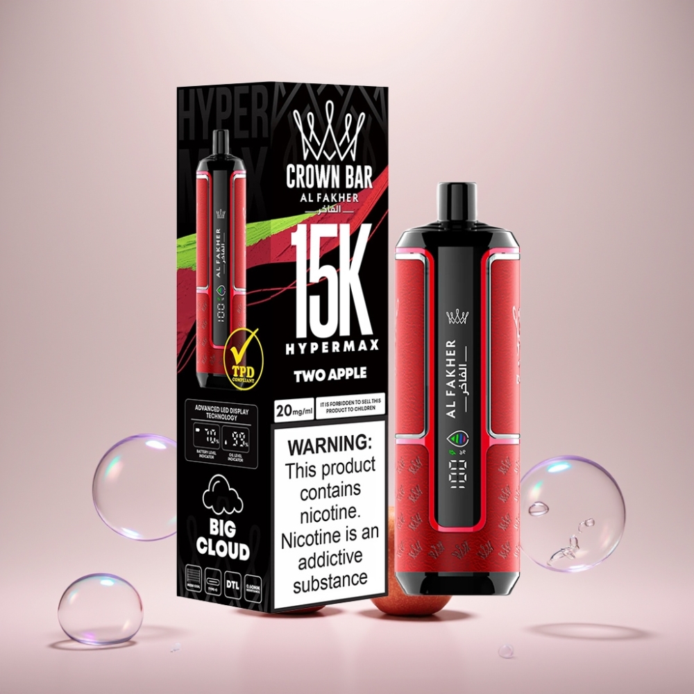Al Fakher Crown Bar 15K Hypermax To Æbler 22ml 600mAh Type-C 20mg DTL Engros Danmark