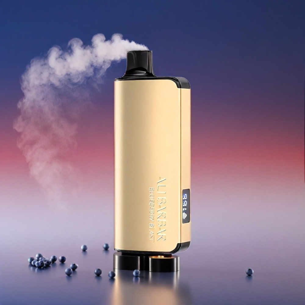 Alibarbar Ingot 22ml 2350mAh 9000 Puffs LED Blåbær Smag 90g 1.2Ω Non Rechargeable Engros Danmark