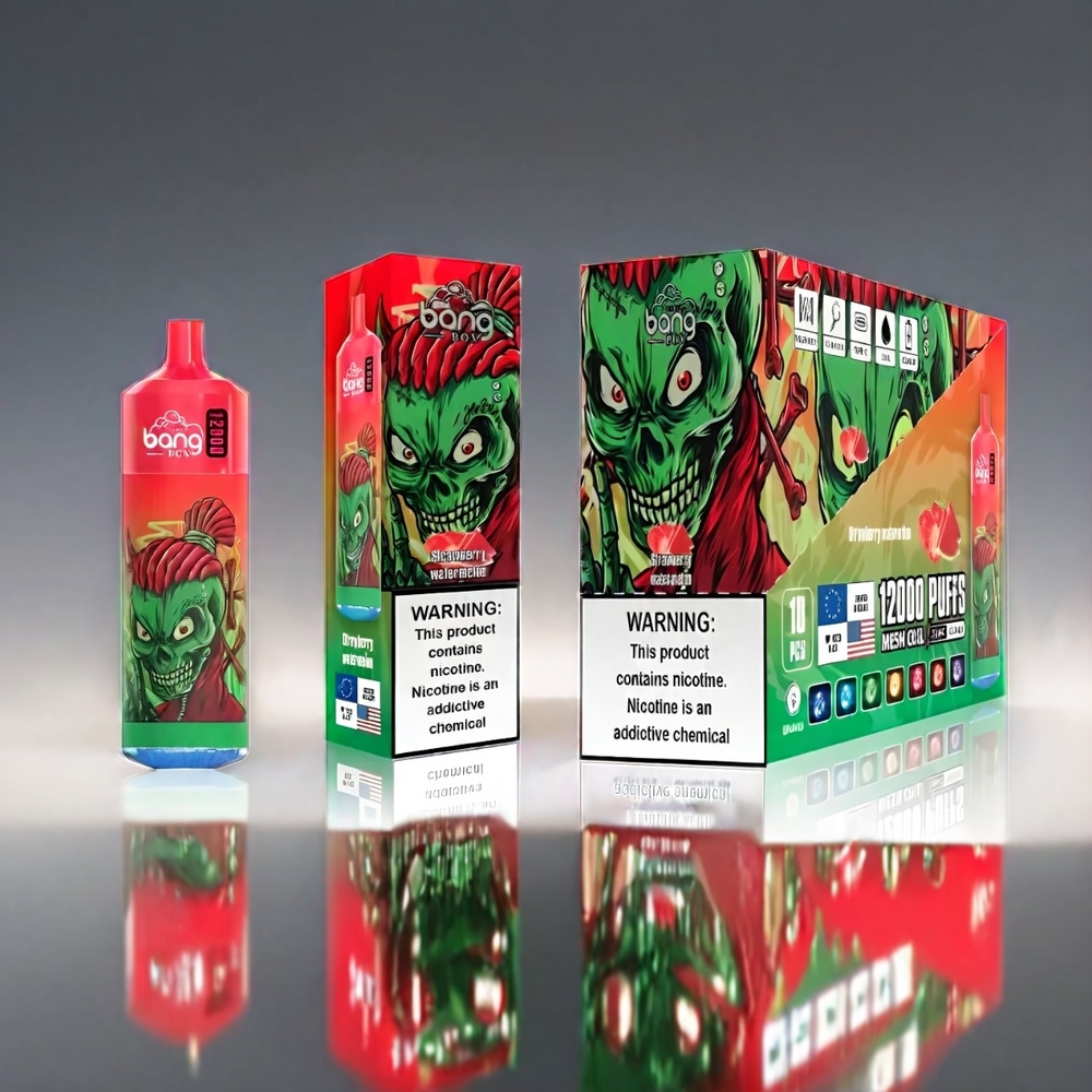 Bang Box 12000 Puffs Vape Jordbær Vandmelon 23ML 650mAh TYPE-C 5V 1A PC 0-2-3-5% Engros Danmark