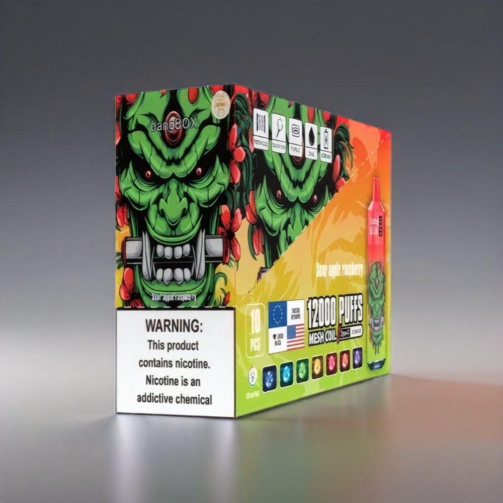 Bang Box 12000 Puffs Vape Sur Æble Hindbær | 23ML 650mAh TYPE-C 5V 1A PC Salt nic 0%-5% Engros Danmark