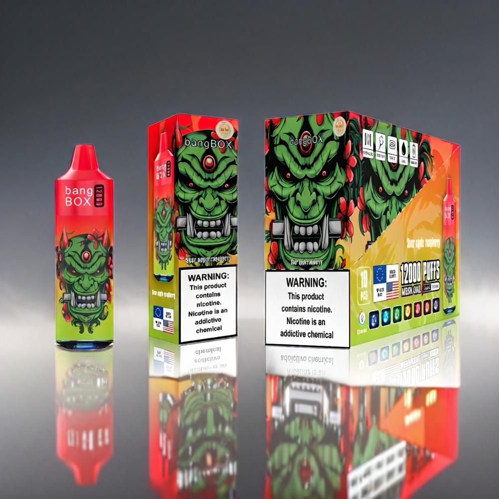 Bang Box 12000 Puffs Vape Sur Æble Hindbær | 23ML 650mAh TYPE-C 5V 1A PC Salt nic 0%-5% Engros Danmark