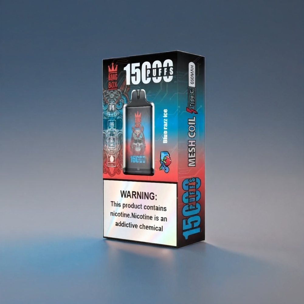 Bang Box 15000 Puffs Vape Blå Hindbær | 23ml 5% 650mAh TYPE-C 1x10 Engros Danmark