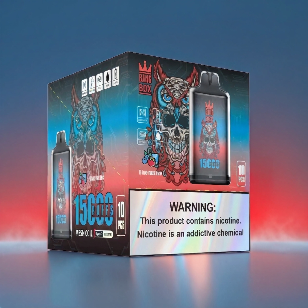 Bang Box 15000 Puffs Vape Blå Hindbær | 23ml 5% 650mAh TYPE-C 1x10 Engros Danmark