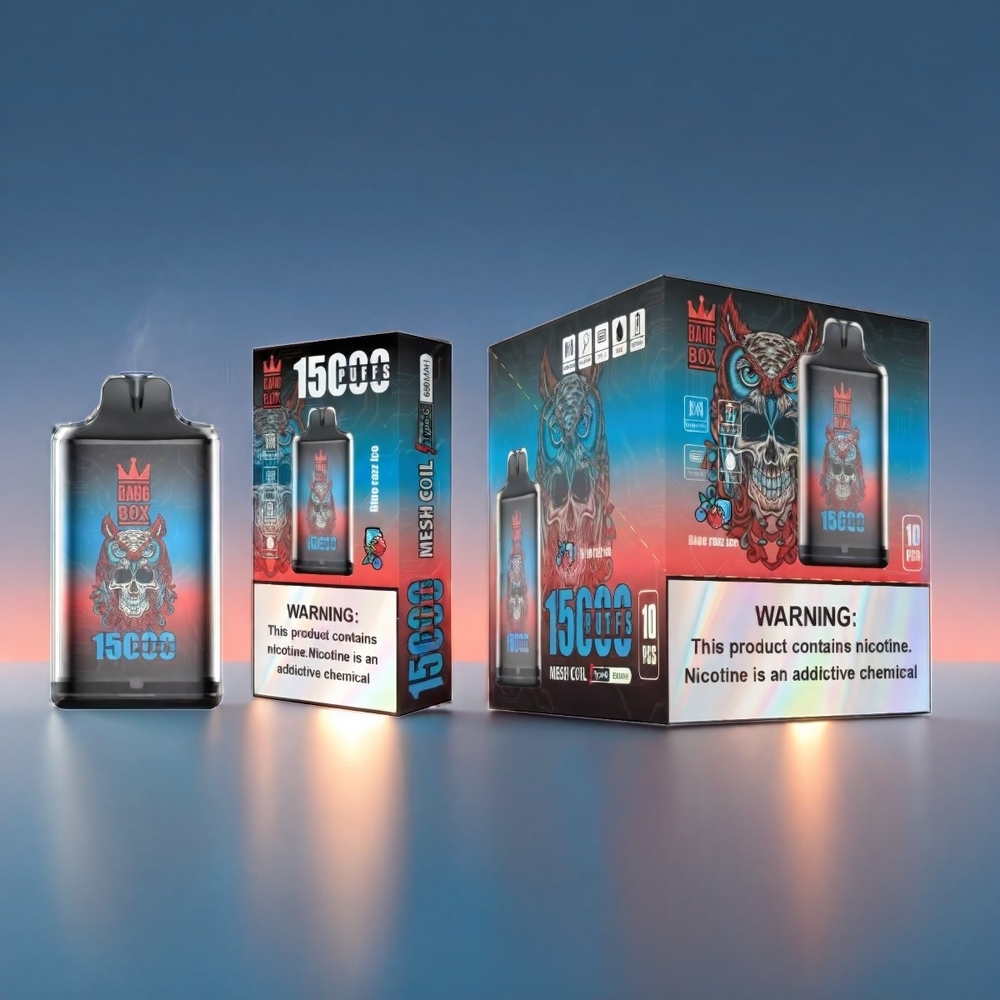 Bang Box 15000 Puffs Vape Blå Hindbær | 23ml 5% 650mAh TYPE-C 1x10 Engros Danmark