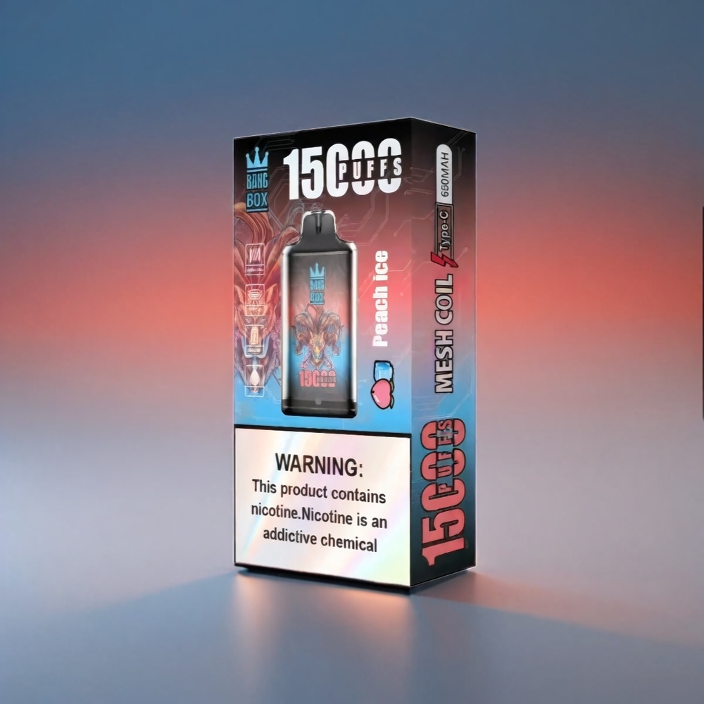 Bang Box 15000 Puffs Vape Fersken • 23ml 0%/2%/3%/5% 650mAh TYPE-C 1x10 Engros Danmark