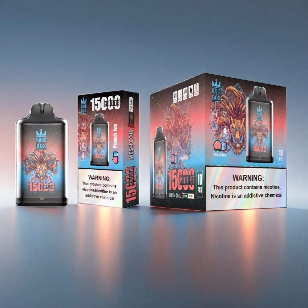 Bang Box 15000 Puffs Vape Fersken • 23ml 0%/2%/3%/5% 650mAh TYPE-C 1x10 Engros Danmark