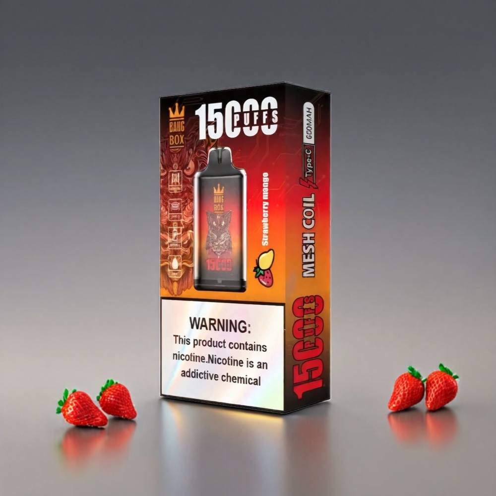 Bang Box 15000 Puffs Vape Jordbær Mango 23ml 0%/2%/3%/5% 650mAh Type-C 1x10 Engros Danmark