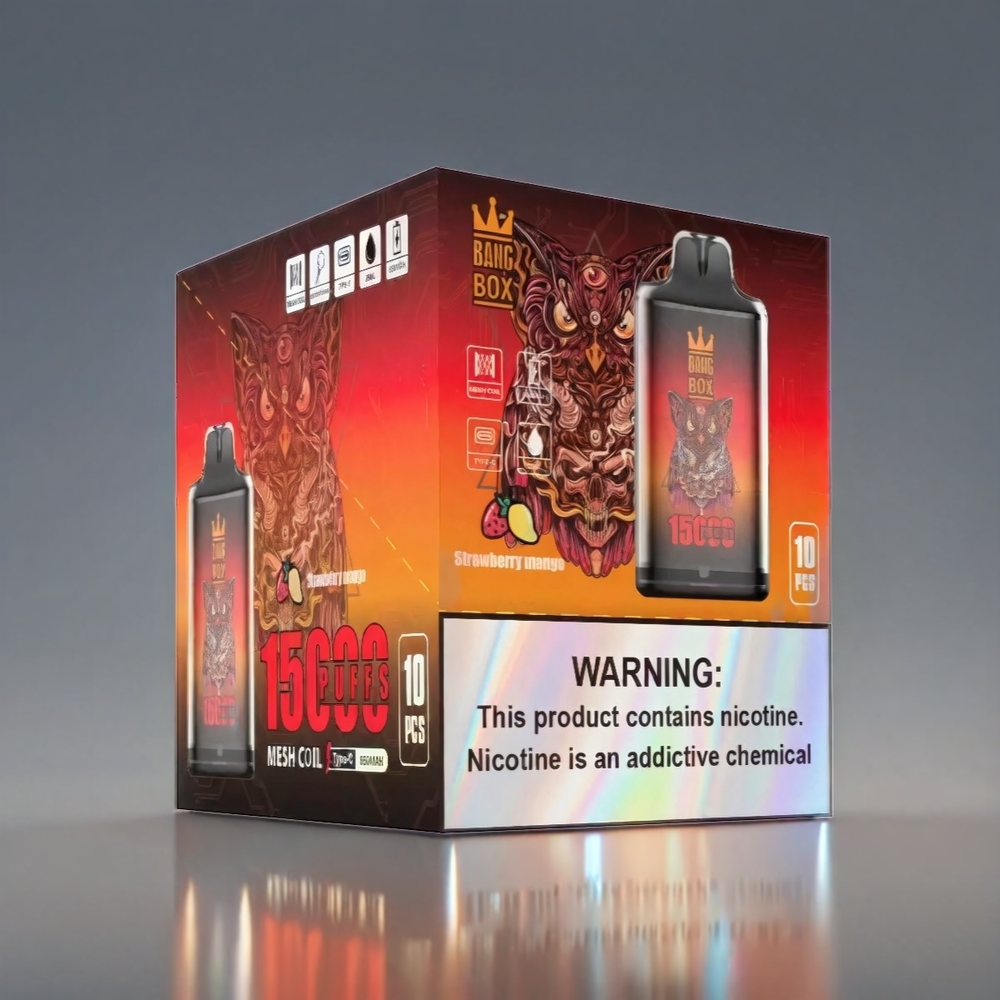 Bang Box 15000 Puffs Vape Jordbær Mango 23ml 0%/2%/3%/5% 650mAh Type-C 1x10 Engros Danmark
