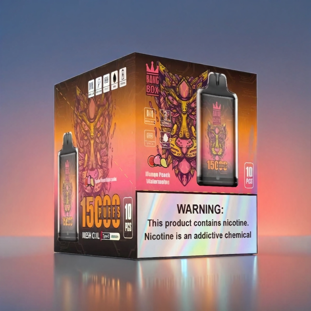 Bang Box 15000 Puffs Vape Mango-Peach-Vandmelon 23ml 0%/2%/3%/5% 650mAh TYPE-C 1x10 Engros Danmark