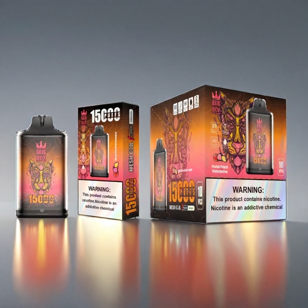 Bang Box 15000 Puffs Vape Mango-Peach-Vandmelon 23ml 0%/2%/3%/5% 650mAh TYPE-C 1x10 Engros Danmark