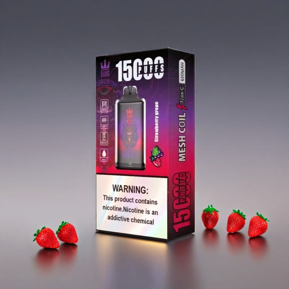 Bang Box Bang Box Jordbær Drue 23ml/650mAh/15000 Puffs/TYPE-C/10 stk Engros Danmark