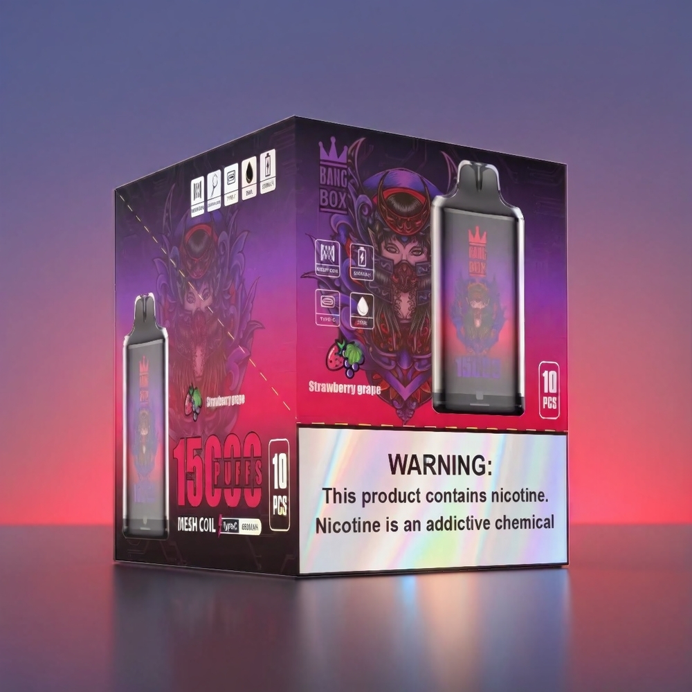 Bang Box Bang Box Jordbær Drue 23ml/650mAh/15000 Puffs/TYPE-C/10 stk Engros Danmark