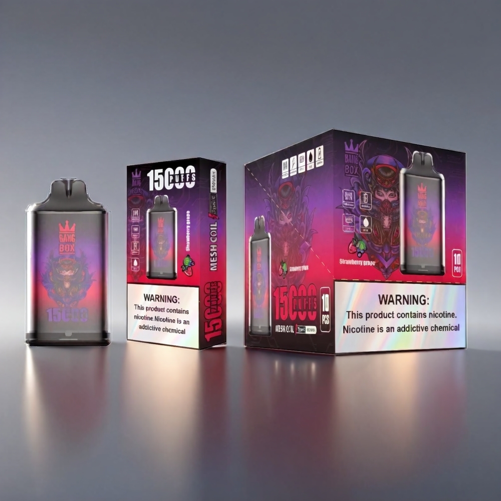 Bang Box Bang Box Jordbær Drue 23ml/650mAh/15000 Puffs/TYPE-C/10 stk Engros Danmark