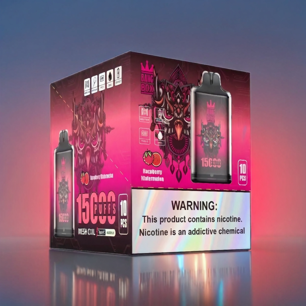 Bang Box Original 15000 Puffs Vape Hindebær Vandmelon 23ml/5%/650mAh/Type-C/1x10 Engros Danmark