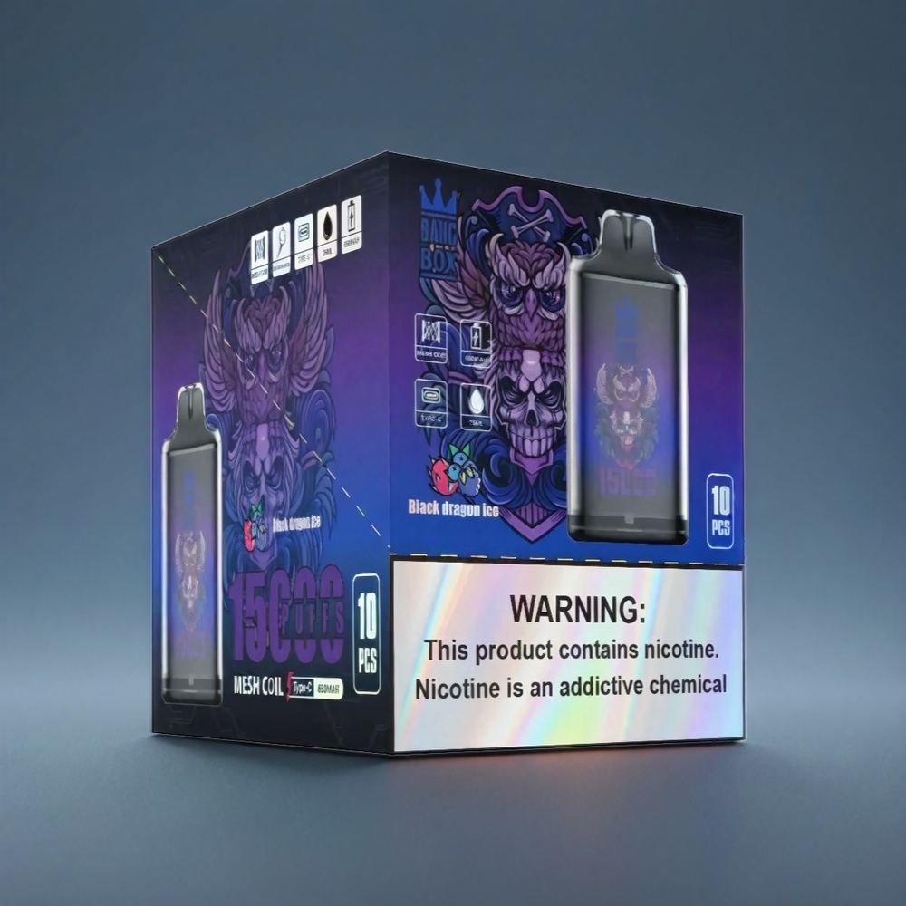 Bang Box Sort Drage 15000 Puffs 23ml 0-5% 650mAh TYPE-C 1x10 Engros Danmark