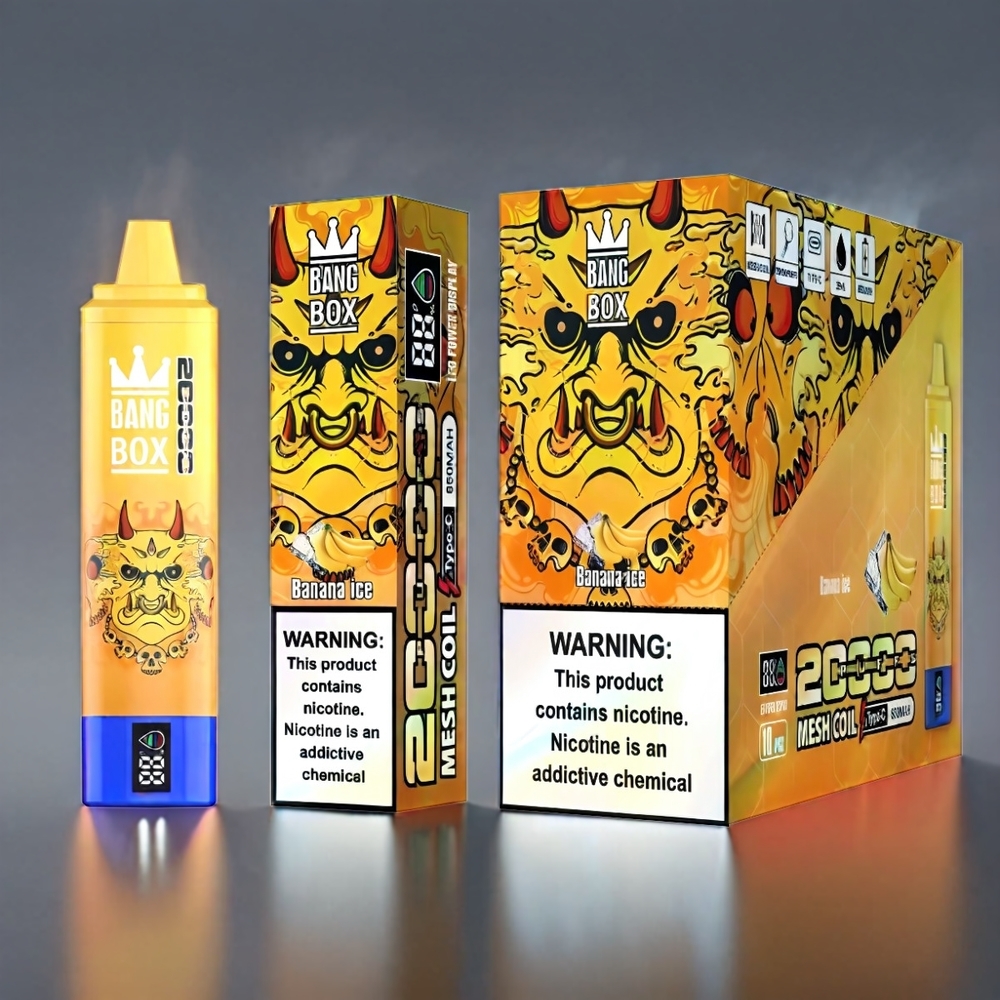 Bang Box 20000 Puffs Vape Bananis - 5% Nicotine 20000 Puffs 35ml Mesh Coil Engros Danmark