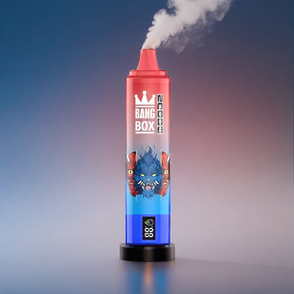 Bang Box 20000 Puffs Vape Blå Hindbær - 5% Nikotin, 20000 Puffs, 35ml, 850mAh, Mesh Coil, 200 stk Engros Danmark