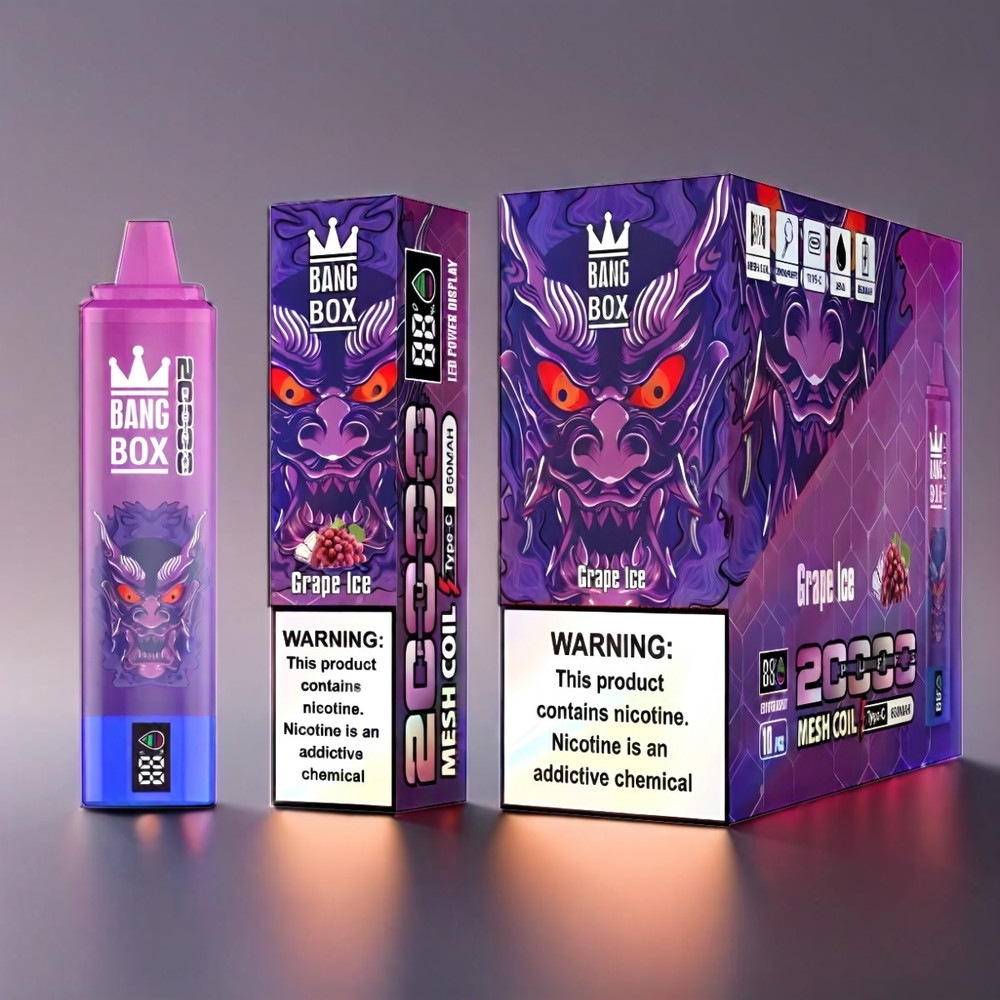 Bang Box 20000 Puffs Vape Gra (0% Nicotin, 35ml, 850mAh, Mesh Coil) - Engros Danmark