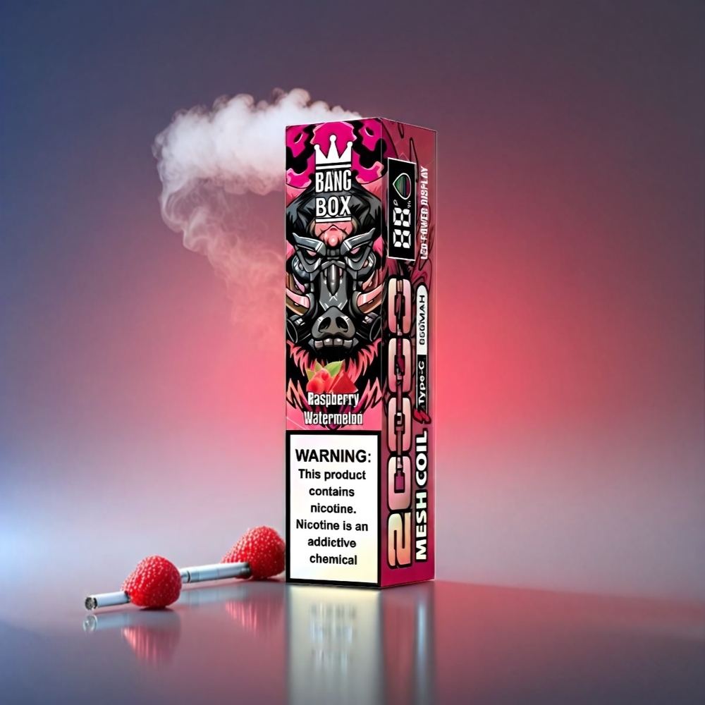 Bang Box 20000 Puffs Vape Hindbær Vandmelon 0-5% Nikotin 20000 Puffs 35ml 850mAh Mesh Coil Engros Danmark