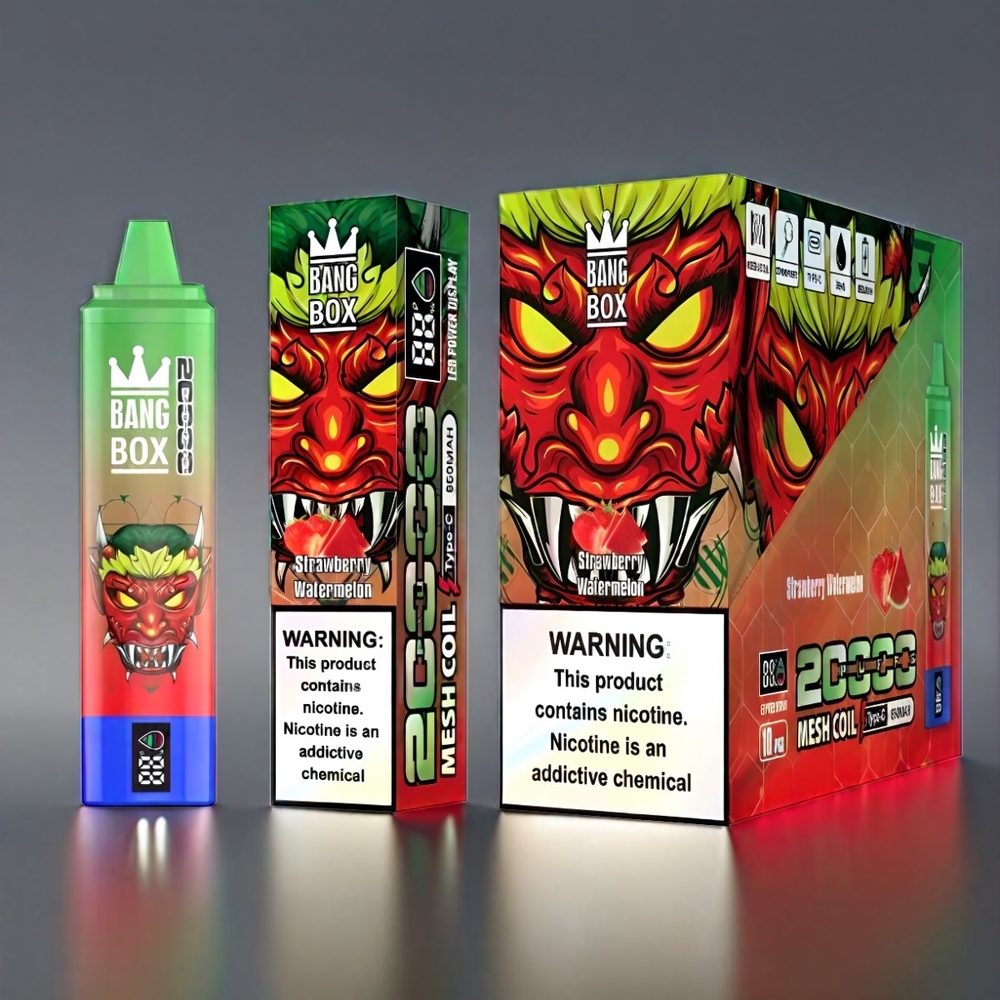 Bang Box 20000 Puffs Vape Jordbær Vandmelon 0-5% Nikotin 35ml 850mAh Engros Danmark