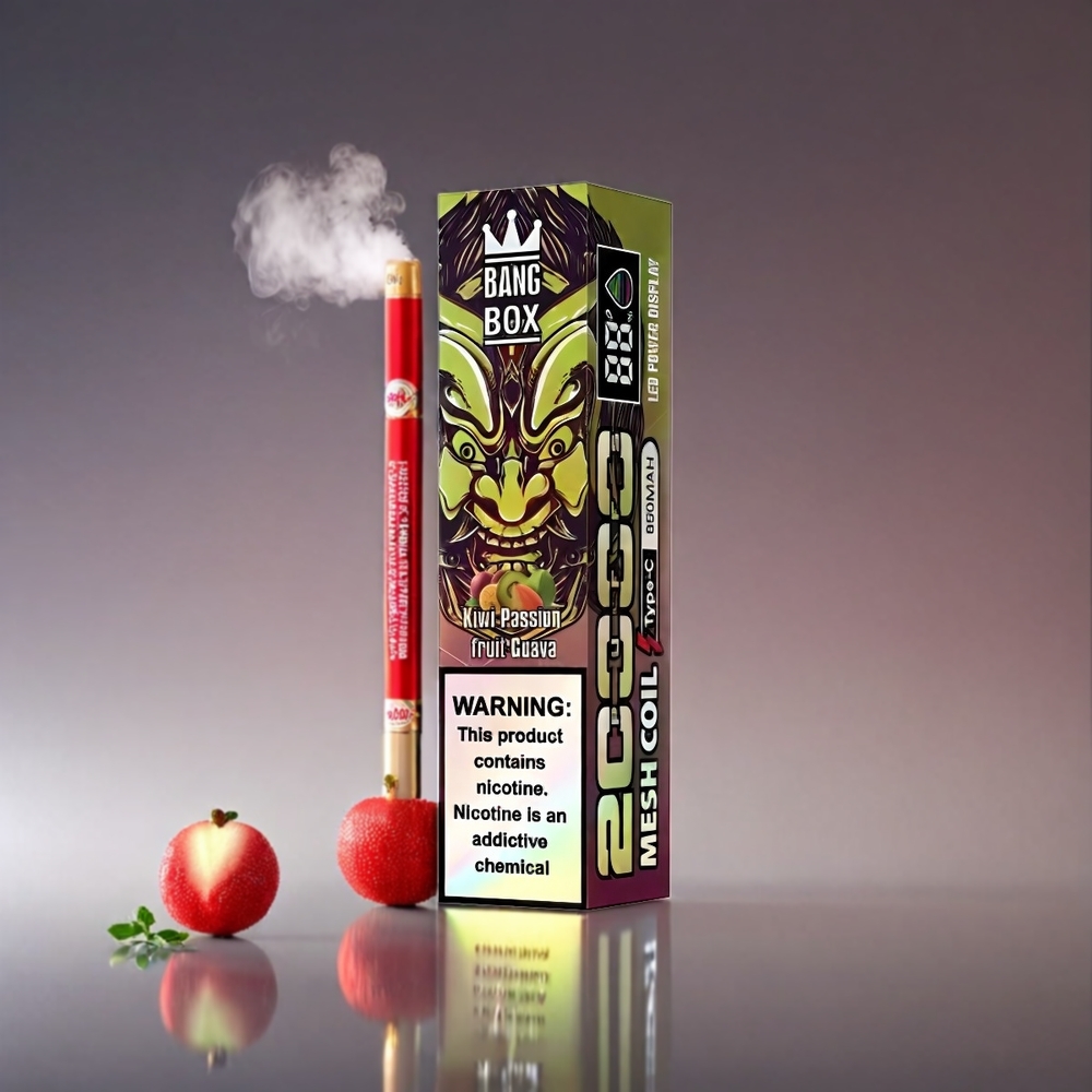 Bang Box 20000 Puffs Vape Kiwi Passionsfrugt Guava - 5% Nicotine, 20000 Puffs, 35ml E-Liquid, 850mAh, Mesh Coil Engros Danmark